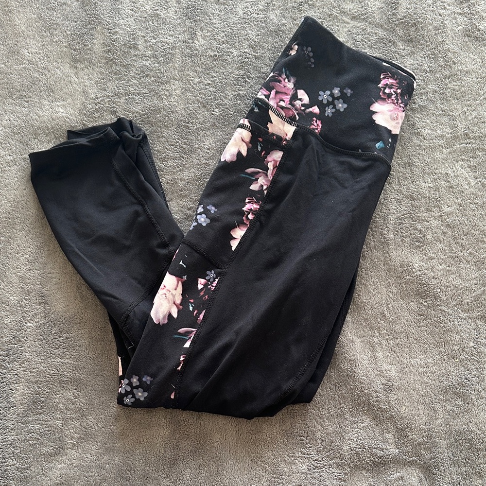 Floral Black Leggings